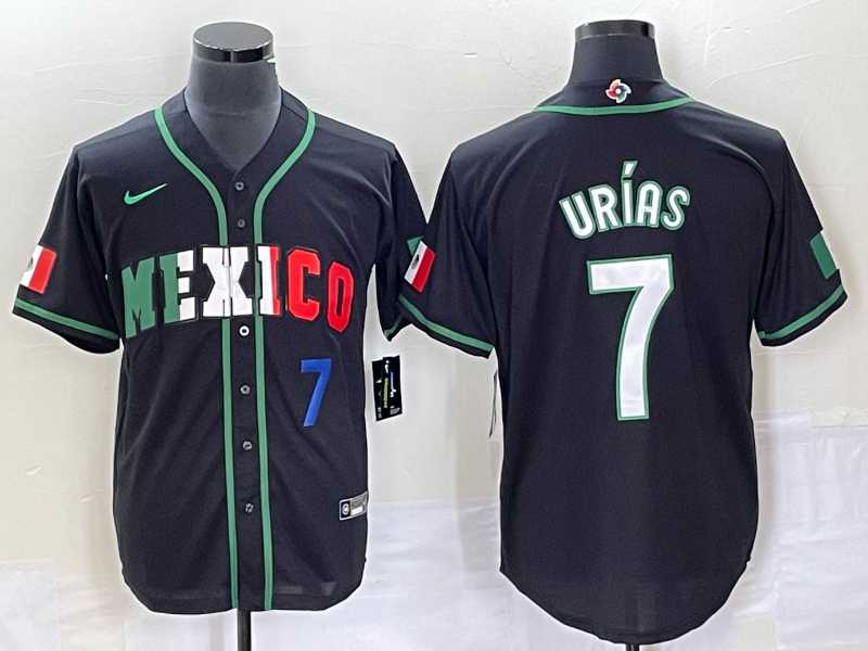 Men’s Mexico Baseball #7 Julio Urias Number 2023 Black White World Classic Stitched Jersey6