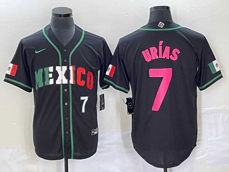 Men’s Mexico Baseball #7 Julio Urias Number 2023 Black World Baseball Classic Stitched Jersey1