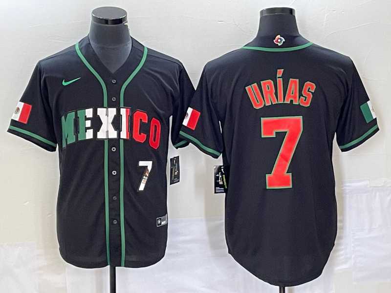 Men’s Mexico Baseball #7 Julio Urias Number 2023 Black World Baseball Classic Stitched Jersey6