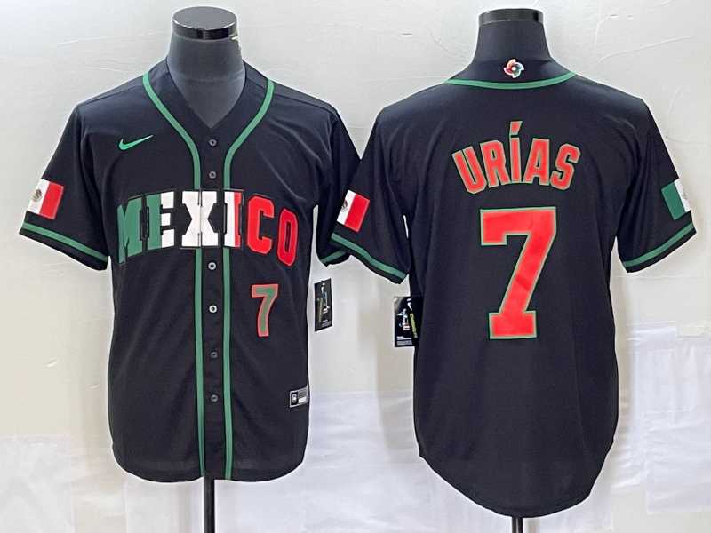 Men’s Mexico Baseball #7 Julio Urias Number 2023 Black World Baseball Classic Stitched Jersey7