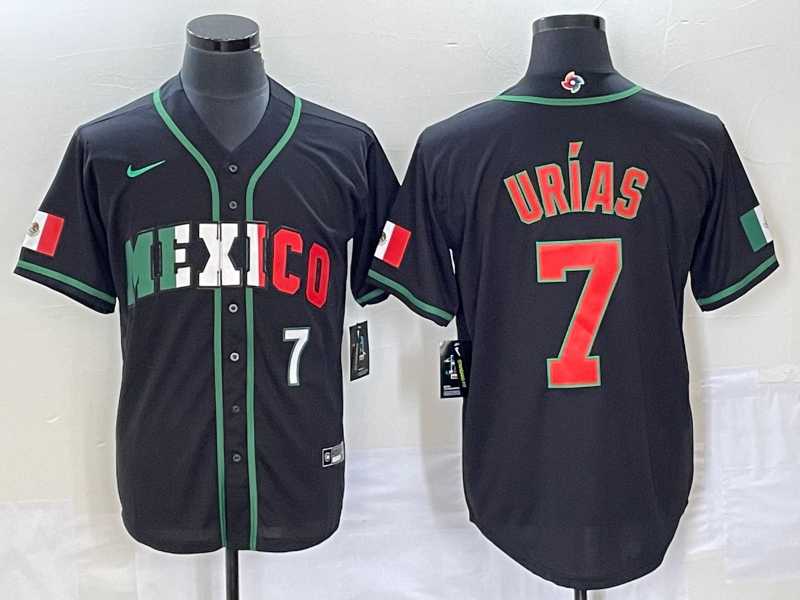 Men’s Mexico Baseball #7 Julio Urias Number 2023 Black World Baseball Classic Stitched Jersey8