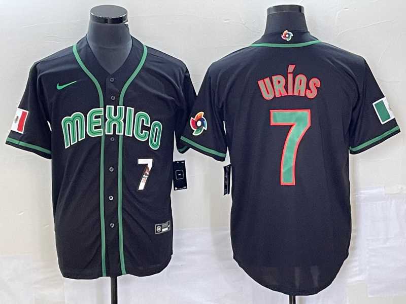 Men’s Mexico Baseball #7 Julio Urias Number 2023 Black World Classic Stitched Jersey1
