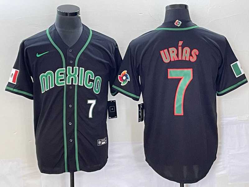 Men’s Mexico Baseball #7 Julio Urias Number 2023 Black World Classic Stitched Jersey3