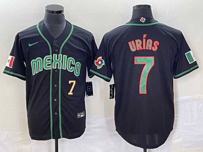 Men’s Mexico Baseball #7 Julio Urias Number 2023 Black World Classic Stitched Jersey4