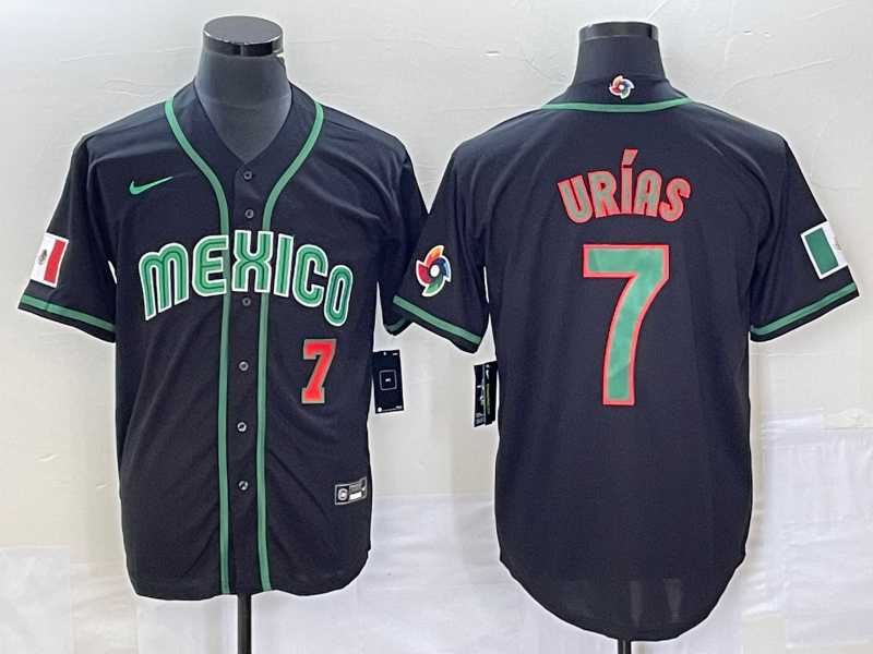 Men’s Mexico Baseball #7 Julio Urias Number 2023 Black World Classic Stitched Jersey5