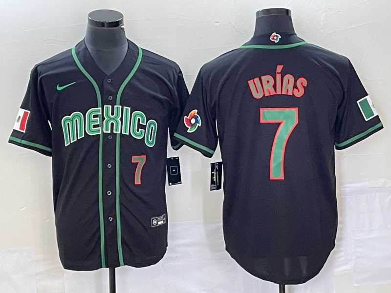 Men’s Mexico Baseball #7 Julio Urias Number 2023 Black World Classic Stitched Jersey6