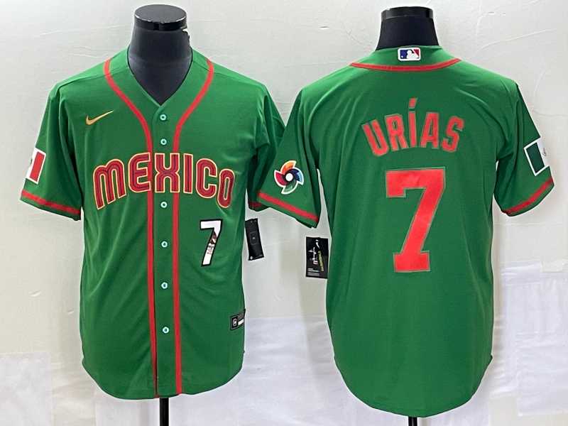 Men’s Mexico Baseball #7 Julio Urias Number 2023 Green World Classic Stitched Jersey14
