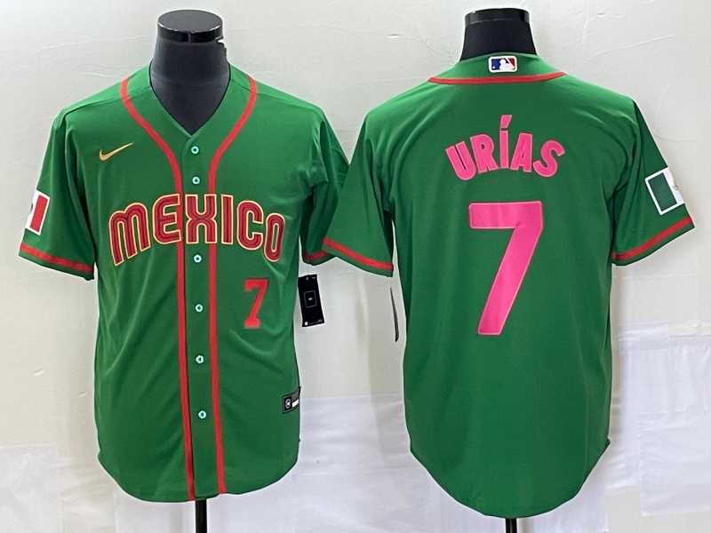 Men’s Mexico Baseball #7 Julio Urias Number 2023 Green World Classic Stitched Jersey9