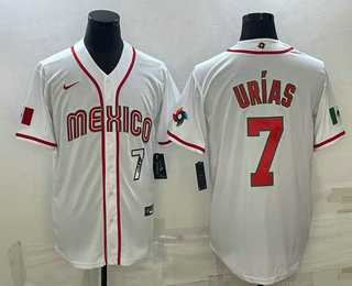 Men’s Mexico Baseball #7 Julio Urias Number 2023 White World Baseball Classic Stitched Jersey
