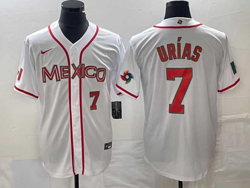 Men’s Mexico Baseball #7 Julio Urias Number NEW 2023 White World Classic Stitched Jersey