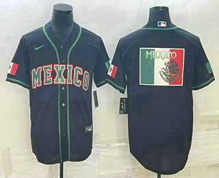 Men’s Mexico Baseball 2023 Black World Big Logo Classic Stitched Jerseys