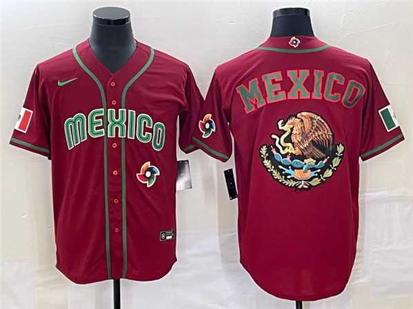 Men’s Mexico Baseball 2023 Red Team Big Logo World Baseball Classic Stitched Jersey