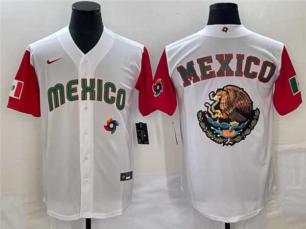 Men’s Mexico Baseball 2023 White Team Big Logo World Baseball Classic Stitched Jersey