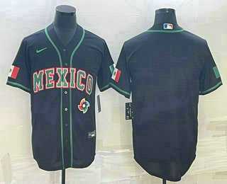 Men’s Mexico Baseball Blank 2023 Black World Baseball Classic Stitched Jersey