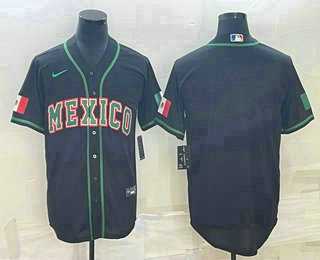 Men’s Mexico Baseball Blank 2023 Black World Baseball Classic Stitched Jerseys