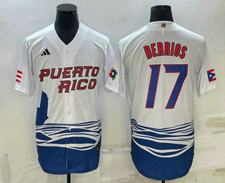 Men’s Puerto Rico Baseball #17 Jose Berrios 2023 White World Baseball Classic Stitched Jerseys