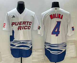 Men’s Puerto Rico Baseball #4 Carlos Correa 2023 White World Baseball Classic Stitched Jerseys