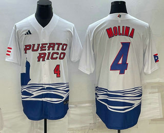 Men’s Puerto Rico Baseball #4 Carlos Correa Number 2023 White World Baseball Classic Stitched Jerseys