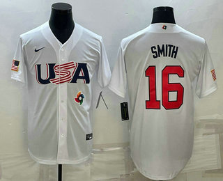 Men’s USA Baseball #16 Will Smith 2023 White World Baseball Classic Stitched Jerseys