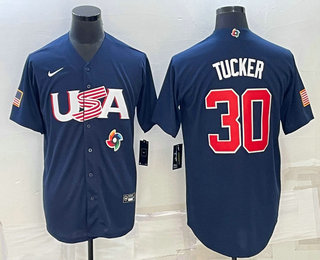Men’s USA Baseball #30 Kyle Tucker 2023 Navy World Baseball Classic Stitched Jersey