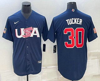 Men’s USA Baseball #30 Kyle Tucker 2023 Navy World Baseball Classic Stitched Jerseys