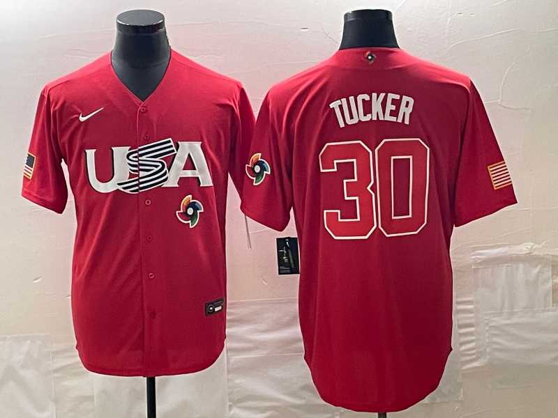Men’s USA Baseball #30 Kyle Tucker 2023 Red World Classic With Patch Stitched Jerseys