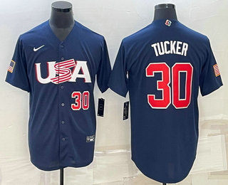 Men’s USA Baseball #30 Kyle Tucker Number 2023 Navy World Baseball Classic Stitched Jerseys