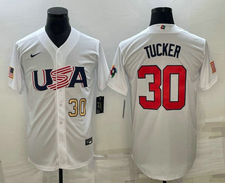 Men’s USA Baseball #30 Kyle Tucker Number 2023 White World Baseball Classic Stitched Jersey