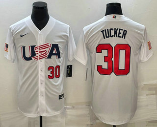 Men’s USA Baseball #30 Kyle Tucker Number 2023 White World Baseball Classic Stitched Jerseys
