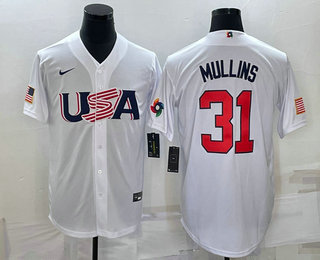 Men’s USA Baseball #31 Cedric Mullins 2023 White World Classic Stitched Jersey