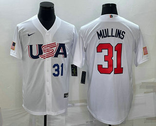 Men’s USA Baseball #31 Cedric Mullins Number 2023 White World Classic Stitched Jerseys