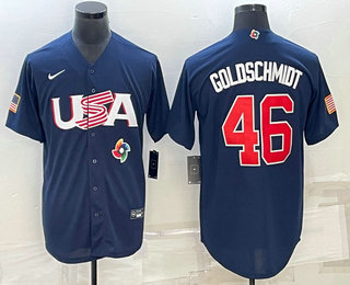 Men’s USA Baseball #46 Paul Goldschmidt 2023 Navy World Baseball Classic Stitched Jerseys