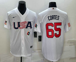 Men’s USA Baseball #65 Nestor Cortes 2023 White World Classic Stitched Jerseys