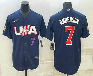 Men’s USA Baseball #7 Tim Anderson Number 2023 Navy World Baseball Classic Stitched Jersey