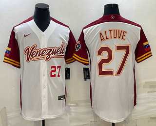 Men’s Venezuela #27 Jose Altuve Number 2023 White World Baseball Classic Stitched Jersey