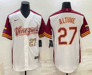 Men’s Venezuela Baseball #27 Jose Altuve Number 2023 White World Baseball Classic Stitched Jersey