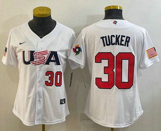 Women’s USA Baseball #30 Kyle Tucker Number 2023 White World Classic Stitched Jerseys