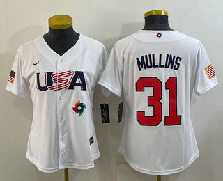 Women’s USA Baseball #31 Cedric Mullins 2023 White World Classic Stitched Jerseys