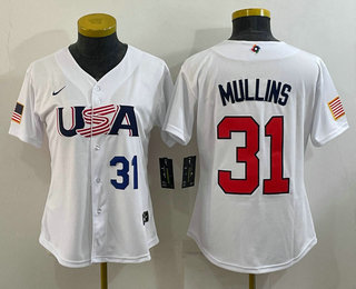 Women’s USA Baseball #31 Cedric Mullins Number 2023 White World Classic Stitched Jerseys
