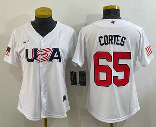 Women’s USA Baseball #65 Nestor Cortes 2023 White World Classic Stitched Jersey