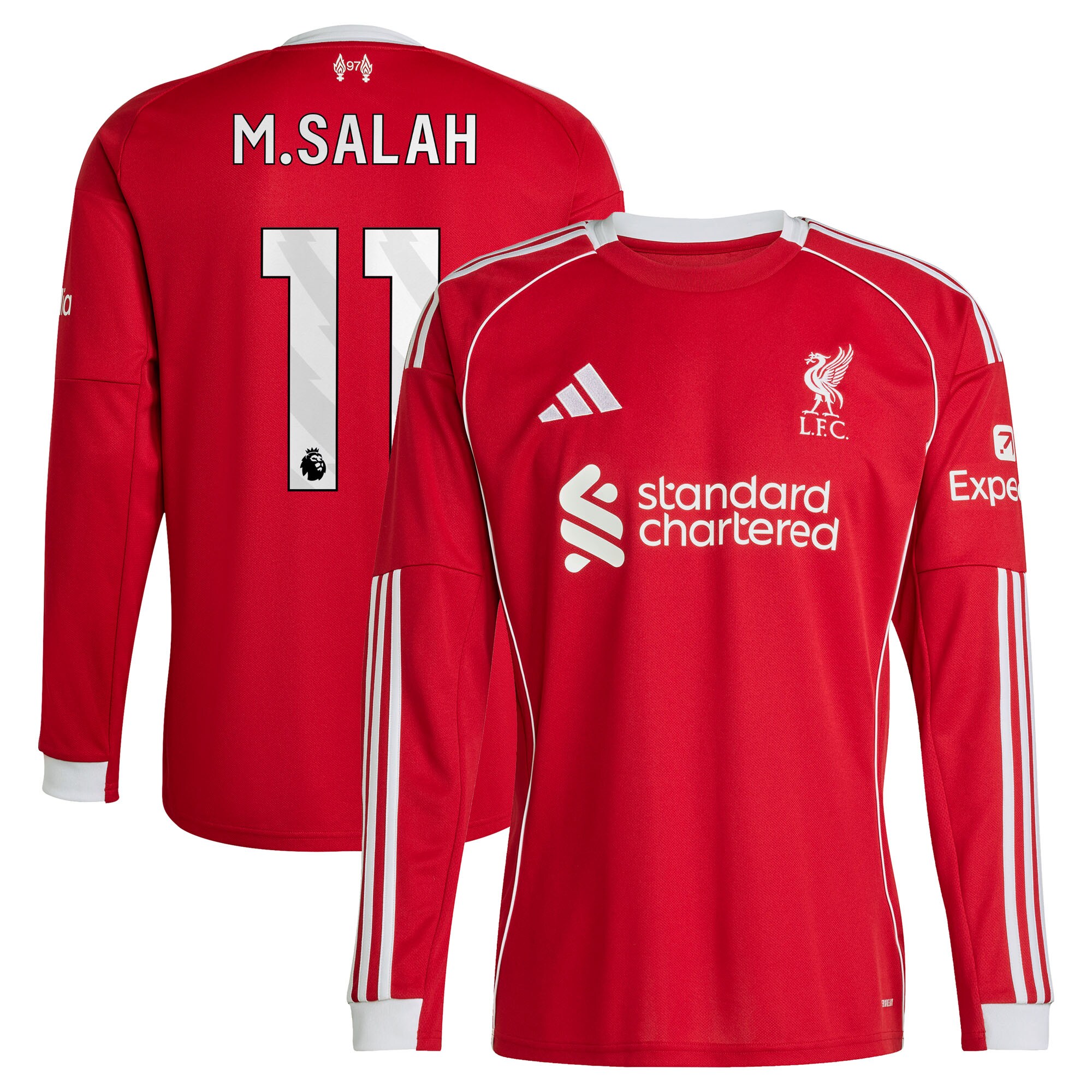 Mohamed Salah Liverpool adidas 2025/26 Home Replica Long Sleeve Jersey – Red