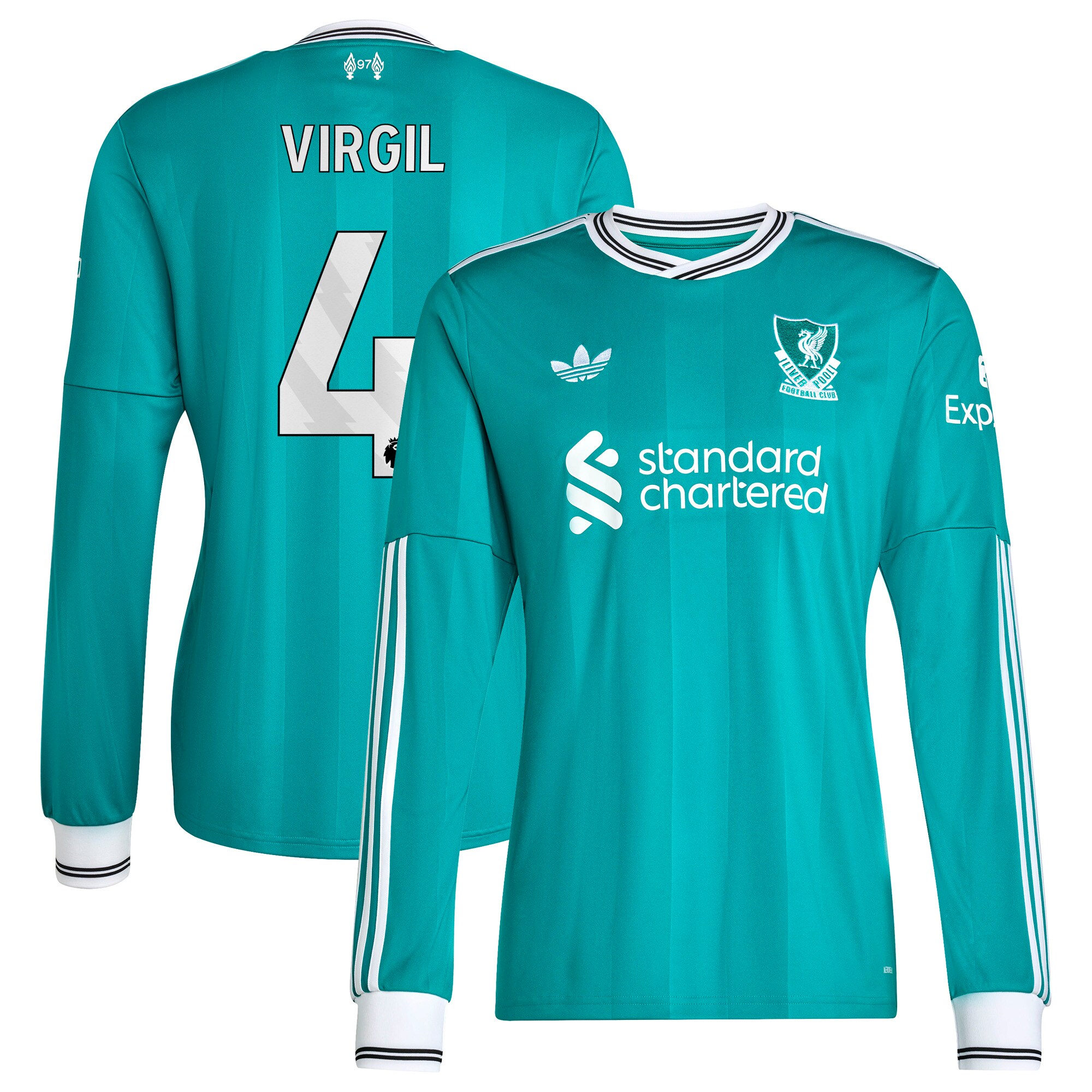 Virgil van Dijk Liverpool adidas 2025/26 Third Replica Long Sleeve Player Jersey – Green