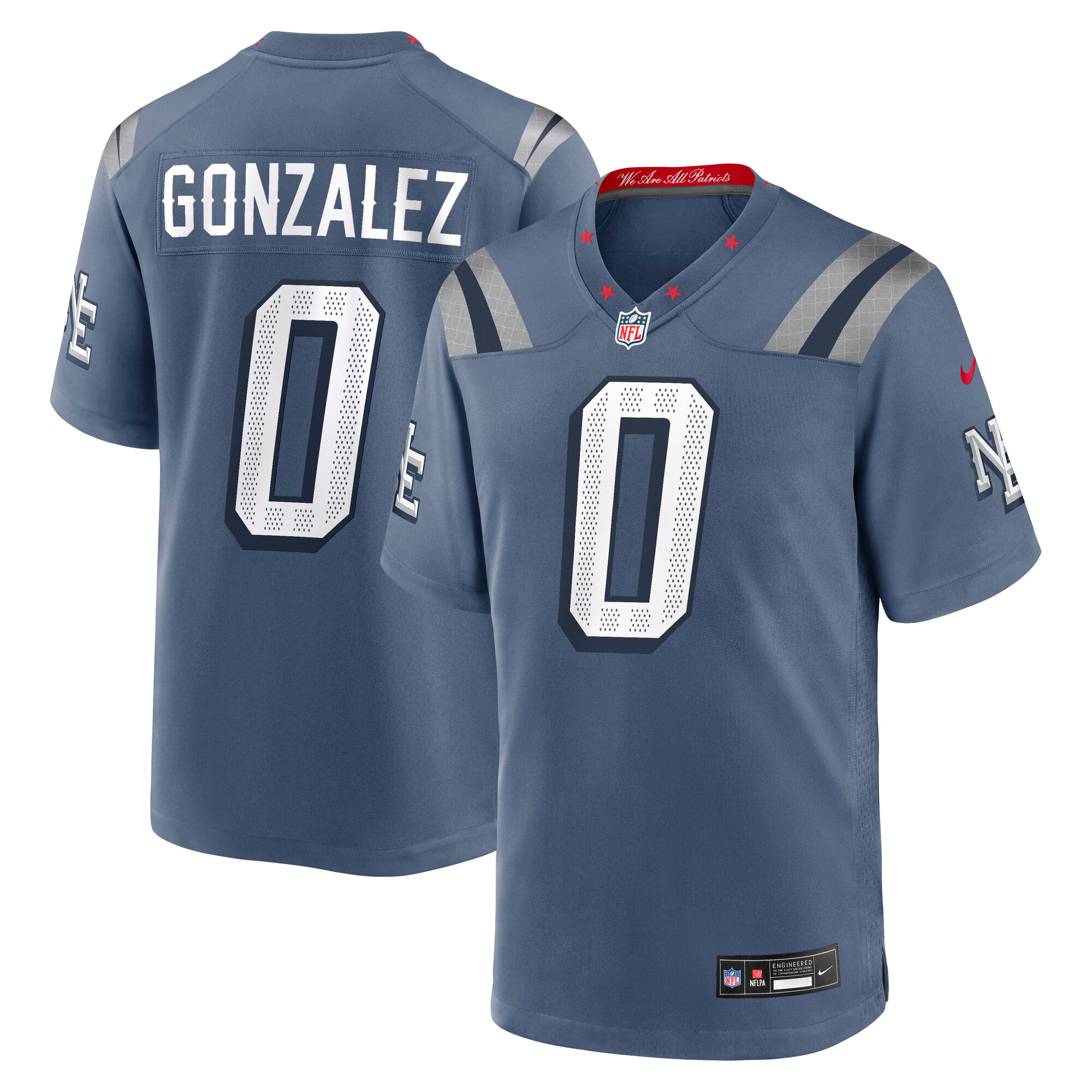 Christian Gonzalez New England Patriots Nike 2025 Rivalries Collection Game Jersey – Storm Blue