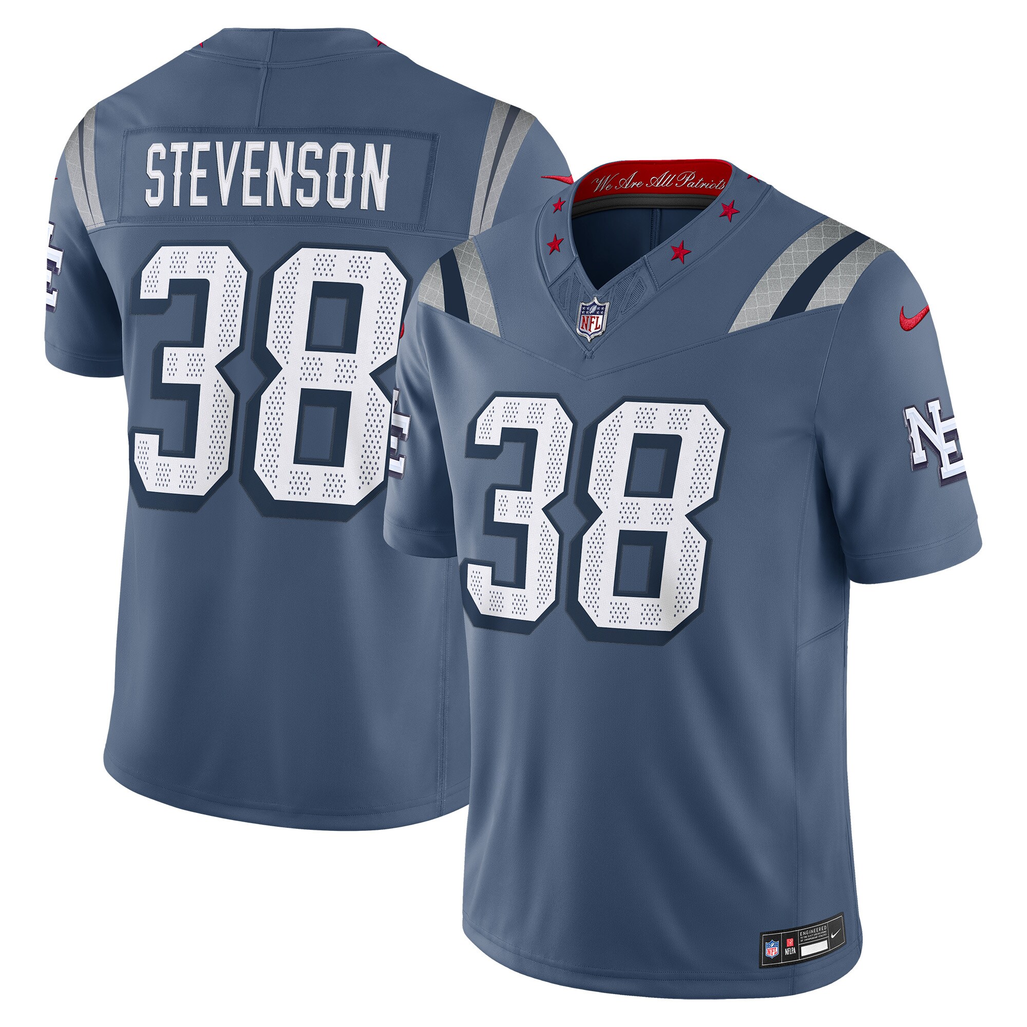 Rhamondre Stevenson New England Patriots Nike 2025 Rivalries Collection Limited Jersey – Storm Blue