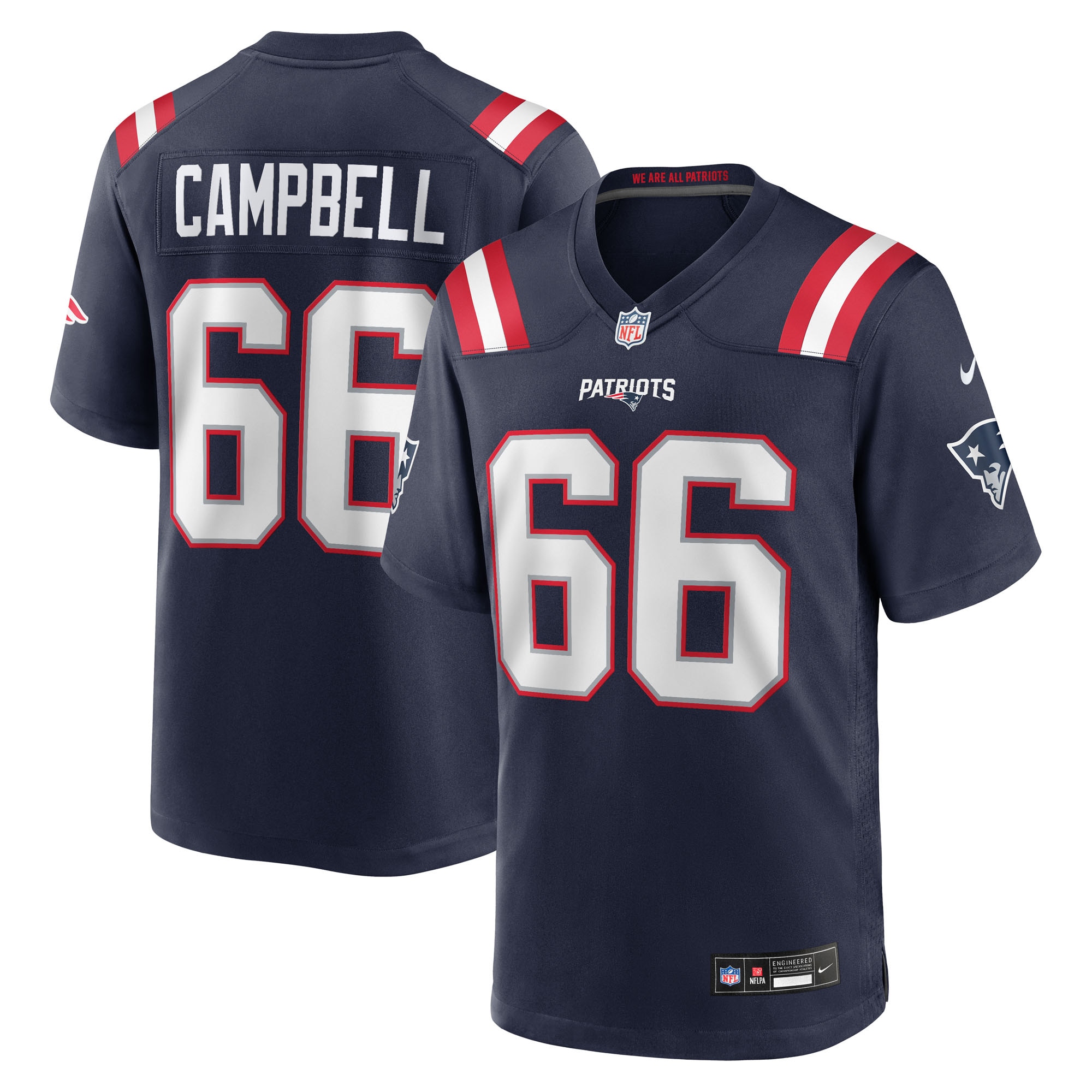 Will Campbell New England Patriots Nike 2025 NFL Draft First Round Pick Game Jersey – Navy