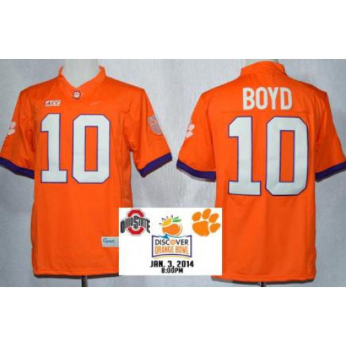 Clemson Tigers 10 Tajh Boyd Orange College Football Limited NCAA Jerseys 2014 Discover Orange Bowl Game Patch