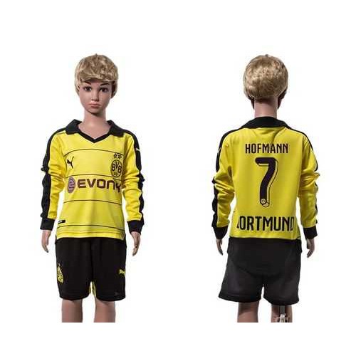 Dortmund #7 Hofmann Home Long Sleeves Kid Soccer Club Jersey