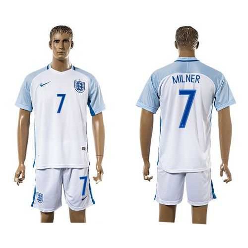 England #7 Milner Home Soccer Country Jersey