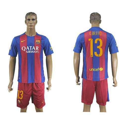 Barcelona #13 C.Bravo Home Soccer Club Jersey