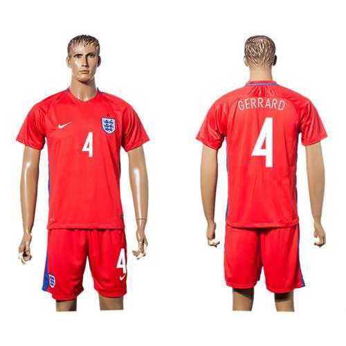 England #4 Gerrard Away Soccer Country Jersey